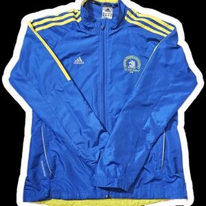 Adidas Boston Marathon Blue Jacket with Yellow Accents